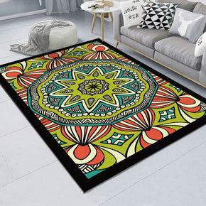 Green Traditional Vintage Floral Simple Rugs Patterned Polyester Carpets for Dining Room Living Room Hall Bedroom Office