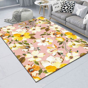 Pink Patterned Floral Simple Rugs Polyester Carpets for Dining Room Hall Living Room Bedroom Office