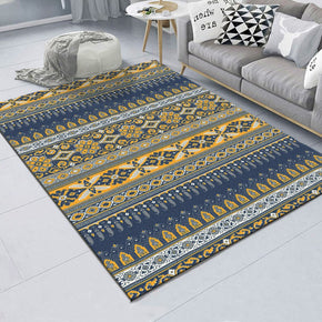 Yellow Blue Vintage Geometric Patterned Floral Simple Rugs Polyester Carpets for Dining Room Hall Living Room Bedroom Office