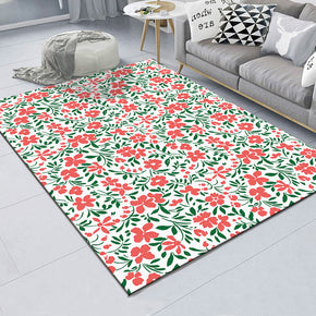 Floral Red Vintage Patterned Simple Rugs Polyester Carpets for Dining Room Bedroom Office Hall Living Room