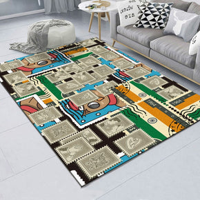 Patterned Simple Rugs Polyester Carpets for Dining Room Bedroom Office Hall Living Room
