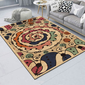 Modern Lovely Brown Patterned Simple Rugs Polyester Carpets for Dining Room Bedroom Office Hall Living Room