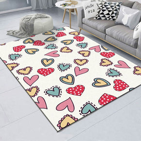Lovely Modern Love Patterned Simple Rugs Polyester Carpets for Dining Room Bedroom Office Hall Living Room