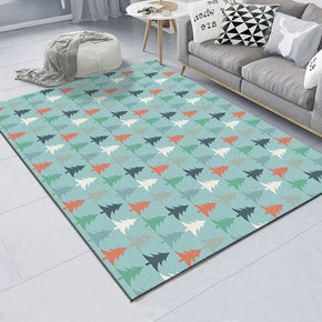 Modern Green Pine Patterned Polyester Carpets Simple Rugs for Dining Room Bedroom Office Hall Living Room