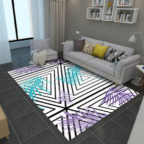 Striped Leaves Geometric Modern Patterned Polyester Carpets Simple Rugs for Bedroom Hall Dining Room Living Room