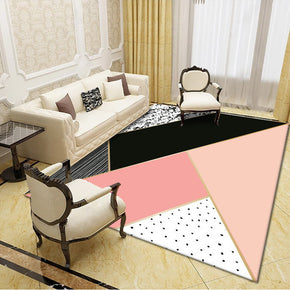 Pink Black Geometric Striped Modern Pattern Rugs Moroccan Polyester Carpets for Living Room Hall Bedroom Dining Room Office