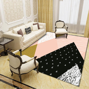 Black Pink Geometric Striped Modern Pattern Rugs Moroccan Polyester Carpets for Living Room Hall Bedroom Dining Room Office