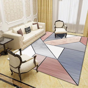 Blue Pink Geometric Striped Modern Pattern Rugs Moroccan Polyester Carpets for Living Room Hall Bedroom Dining Room Office