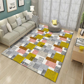 Yellow Grey Geometric Modern Striped Moroccan Pattern Rugs Polyester Carpets for Hall Living Room Bedroom Dining Room Office