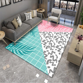 Geometric Pink Green Modern Polyester Carpets Pattern Rugs for Hall Living Room Bedroom Dining Room Office