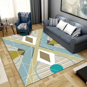 Geometric Green Blue Pattern Modern Polyester Carpets Rugs for Hall Living Room Bedroom Dining Room Office