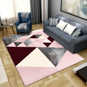Geometric Pink Pattern Modern Polyester Carpets Rugs for Hall Bedroom Living Room Dining Room Office