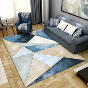 Blue Moroccan Modern Polyester Carpets Geometric Pattern Rugs for Hall Dining Room Bedroom Living Room Office