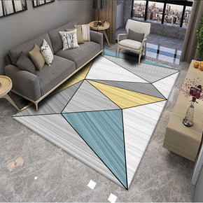 Grey Blue Moroccan Modern Polyester Carpets Geometric Pattern Rugs for Hall Dining Room Bedroom Living Room Office