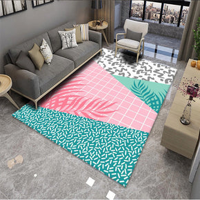 Moroccan Green Modern Pink Pattern Rugs Polyester Carpets Geometric for Hall Dining Room Bedroom Living Room Office