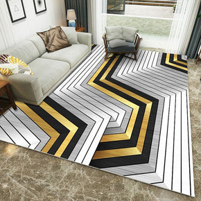 White Curved Stripes Pattern Modern Simple Contemporary Geometric Rugs For Living Room Dining Room Bedroom