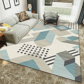 Blue Grey Various geometric Figures Pattern Modern Simple Contemporary Geometric Rugs For Living Room Dining Room Bedroom