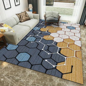 Tricolour Hexagon Pattern Modern Simple Contemporary Geometric Rugs For Living Room Dining Room Bedroom