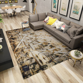 Abstract Modern Pattern Rugs Striped Wood Polyester Carpets for Hall Dining Room Bedroom Living Room Office