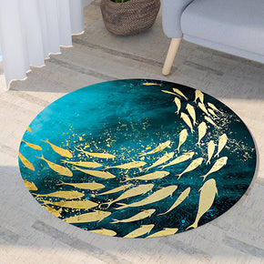 Swimming Goldfishes Pattern Modern Round Rug For Living Room Bedroom Kitchen Hall