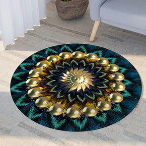 Yellow-green Printing Pattern Modern Round Rug For Living Room Bedroom Kitchen Hall