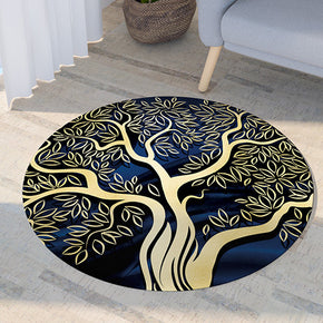 Simple Yellow Tree Pattern Modern Round Rug For Living Room Bedroom Kitchen Hall