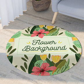 Flowers Background Pattern Modern Round Rug For Living Room Bedroom Kitchen Hall