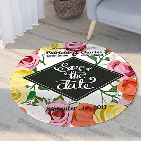 Save The Date Pattern Modern Round Rug For Living Room Bedroom Kitchen Hall