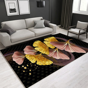 Red And Yellow Ginkgo Leaves Pattern Modern Area Rug For Living Room Hall Office Bedroom