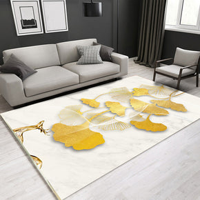 Golden Ginkgo Leaves Pattern Modern Area Rug For Living Room Hall Office Bedroom