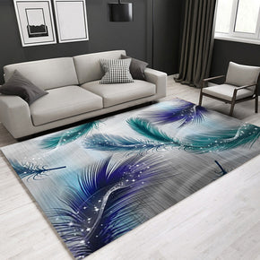 Blue-green Feathers Pattern Modern Area Rug For Living Room Hall Office Bedroom