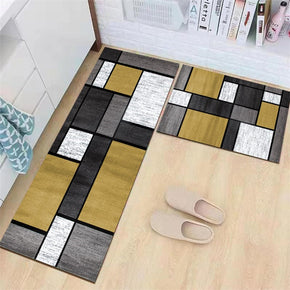 Yellow Grey Modern Patterned Geometric Moroccan Kitchen Mat Polyester Doormat Runners Rugs Bathroom Anti-skip Mats