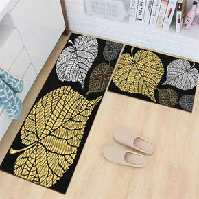 Golden Leaves Geometric Moroccan Modern Patterned Kitchen Mat Polyester Doormat Runners Rugs Bathroom Anti-skip Mats