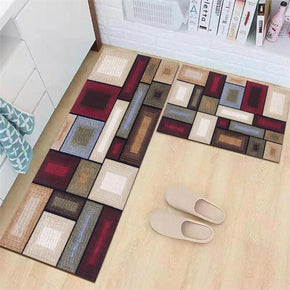 Modern Red Striped Patterned Geometric Moroccan Kitchen Mat Polyester Doormat Runners Rugs Bathroom Anti-skip Mats