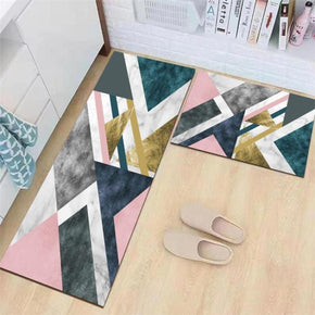 Pink Striped Modern Patterned Geometric Moroccan Kitchen Mat Polyester Doormat Runners Rugs Bathroom Anti-skip Mats