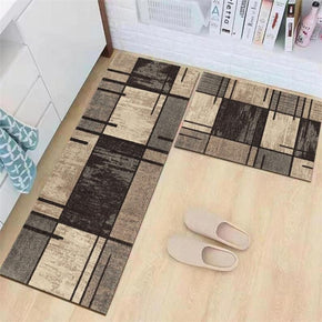 Grey Brown Striped Modern Patterned Geometric Moroccan Kitchen Mat Polyester Doormat Runners Rugs Bathroom Anti-skip Mats