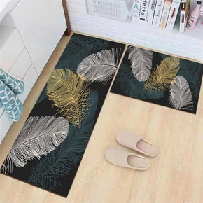 White Golden Feathers Modern Patterned Kitchen Mat Polyester Doormat Runners Rugs Bathroom Anti-skip Mats