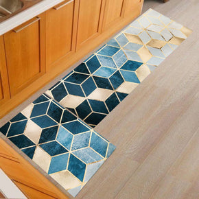 Geometric Gradient Blue Modern Patterned Kitchen Mat Polyester Doormat Runners Rugs Bathroom Anti-skip Mats