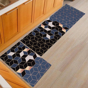 Geometric Gradient Black Modern Patterned Kitchen Mat Polyester Doormat Runners Rugs Bathroom Anti-skip Mats