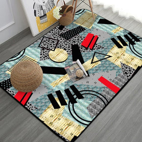 Green Striped Modern Cube Patterned Geometric Rugs for Living Room Dining Room Bedroom Hall