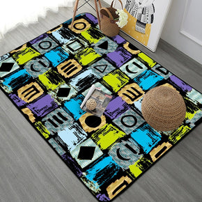 Modern Multi-colours Cube Patterned Geometric Rugs for Living Room Dining Room Bedroom Hall