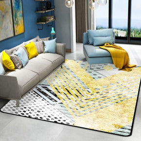 Modern Patterned Yellow Geometric Rugs for Living Room Dining Room Bedroom Hall