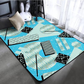 Blue Geometric Simplicity Patterned Modern Rugs for Living Room Dining Room Bedroom Hall