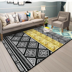 Black Geometric Simplicity Patterned Rugs for Living Room Dining Room Bedroom Hall