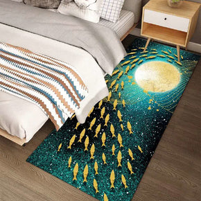 Moon And School Of Fish Pattern Modern Area Rug For Living Room Hall Office Bedroom Bedside