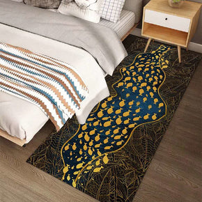 Black Leaves And Goldfish Pattern Modern Area Rug For Living Room Hall Office Bedroom Bedside
