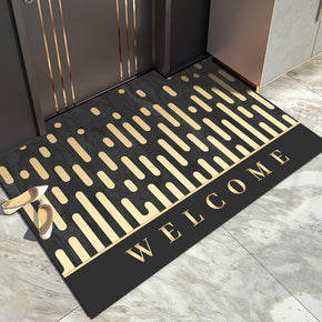 Golden Lines Pattern Black Modern Simple Entryway Doormat Anti-slip mat