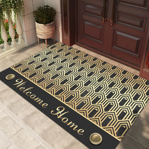 Golden Hexagon Pattern Black Modern Simple Entryway Doormat Anti-slip mat
