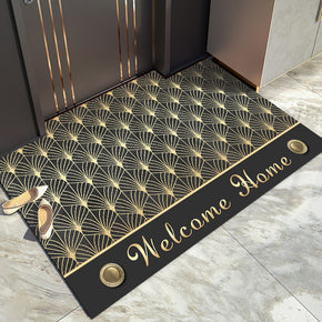 Golden Radial Lines Pattern Black Modern Simple Entryway Doormat Anti-slip mat