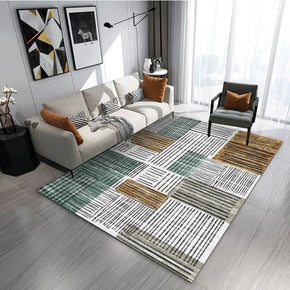 Four Colour Lines Pattern Modern Rug Bedroom Living Room Sofa Rugs Floor Mat